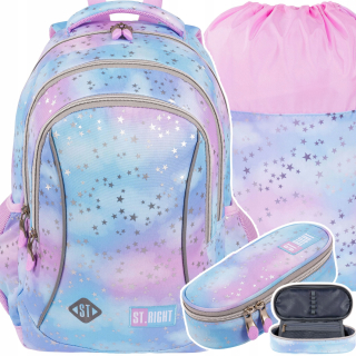 ST.RIGHT viackomorový školský batoh Shades of blue, Shades of pink, Multicolor 20 l + 2 ďalšie produkty